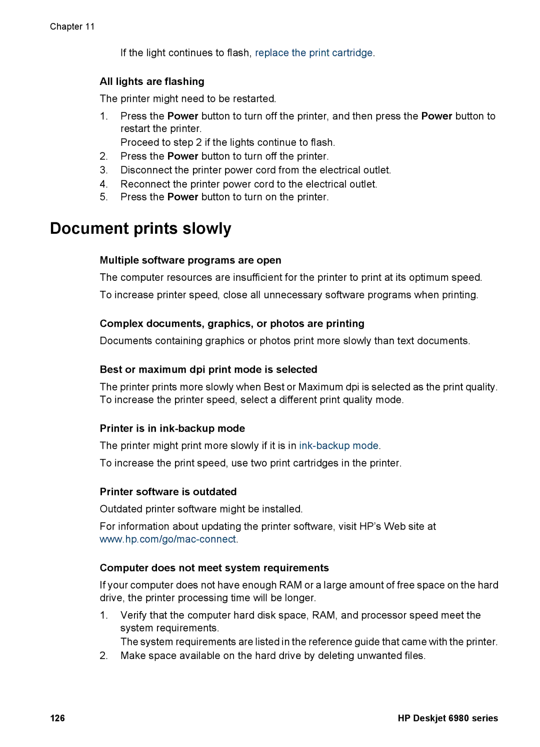 HP 6980 manual Document prints slowly 