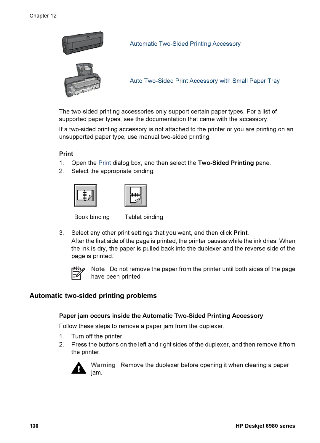 HP 6980 manual Automatic two-sided printing problems, Print 