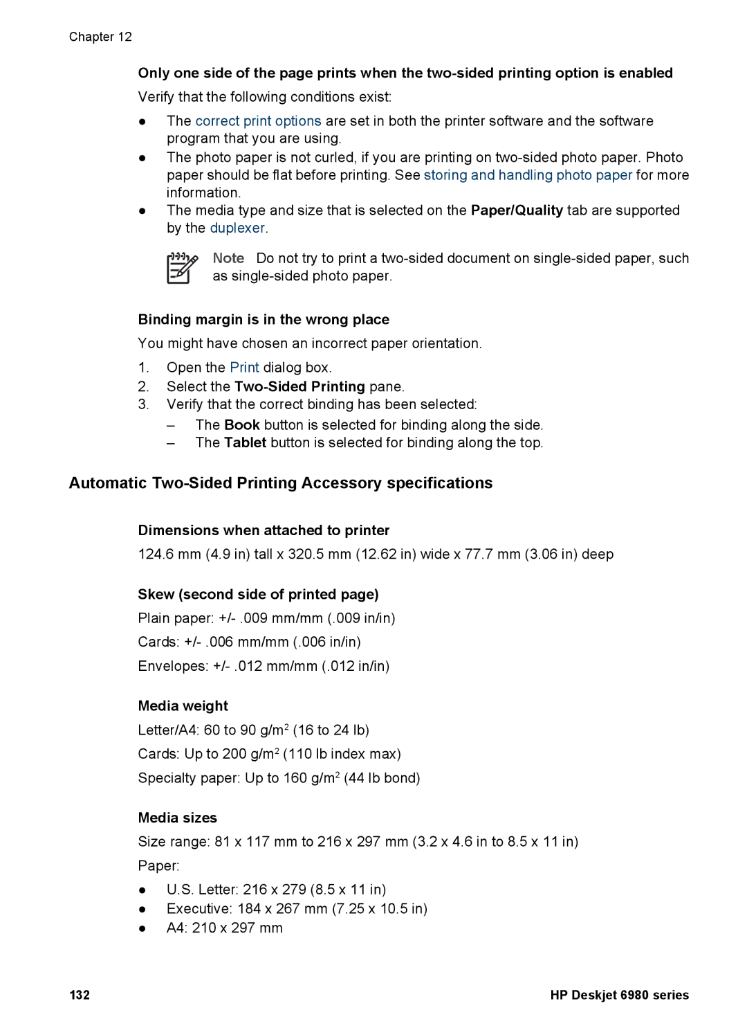 HP 6980 manual Automatic Two-Sided Printing Accessory specifications 