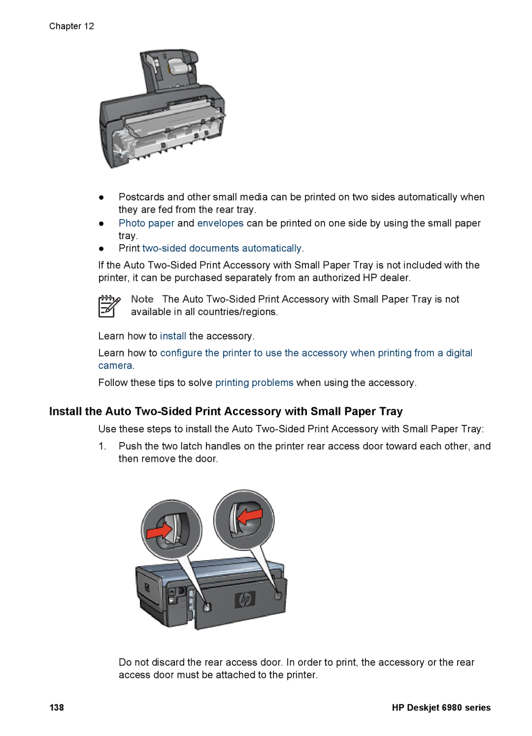 HP 6980 manual Print two-sided documents automatically 