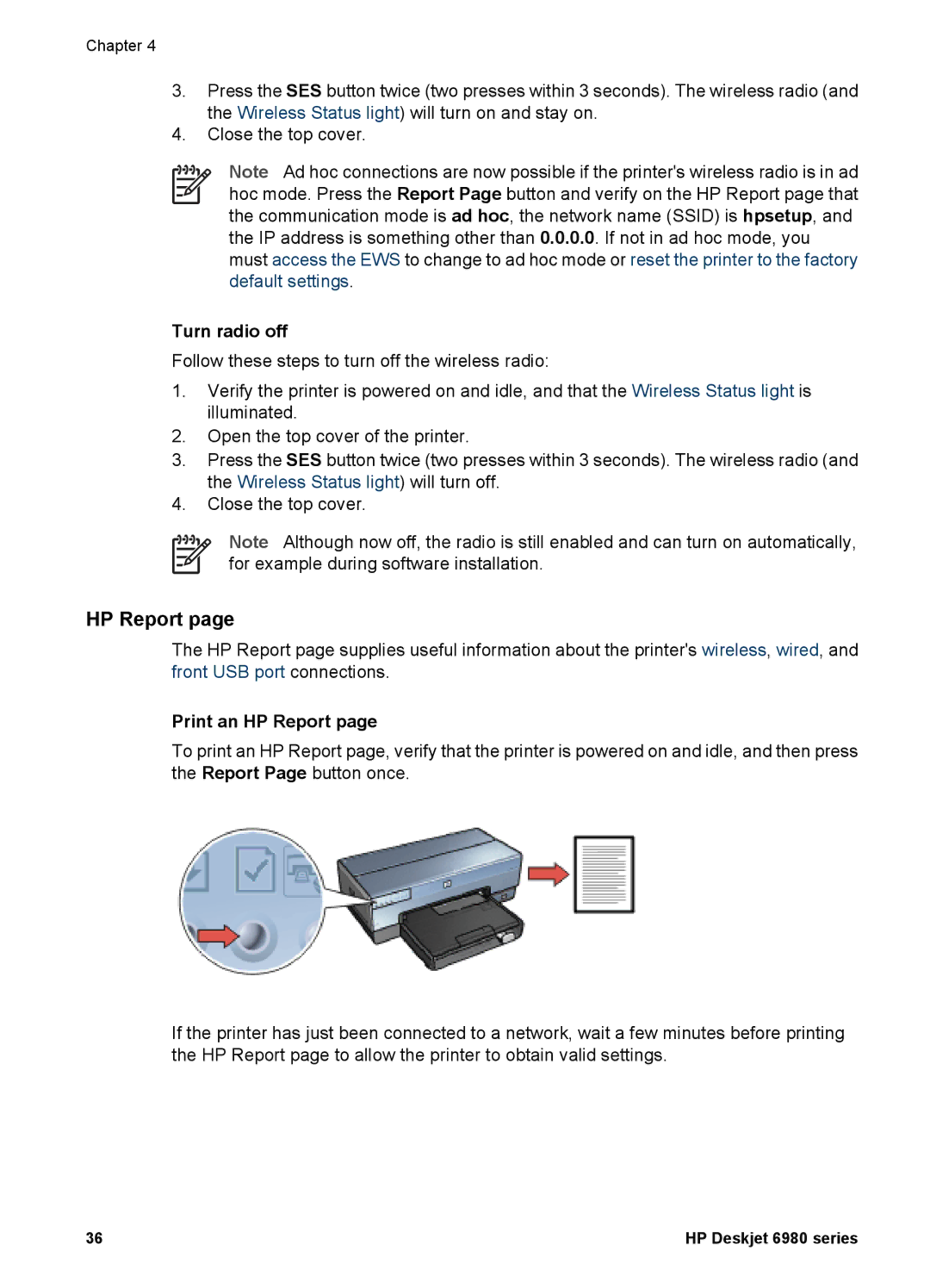 HP 6980 manual Turn radio off, Print an HP Report 