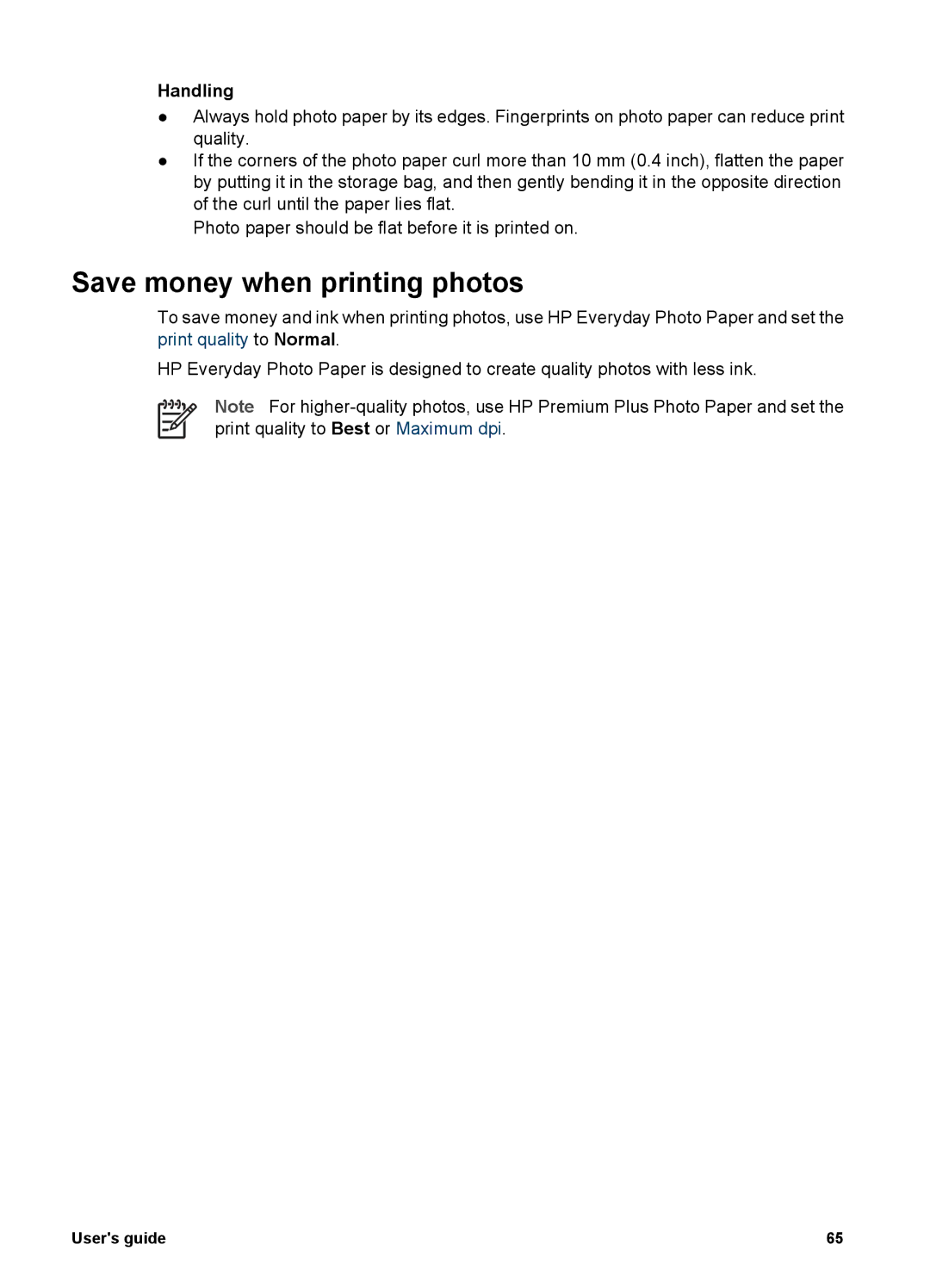 HP 6980 manual Save money when printing photos, Handling 