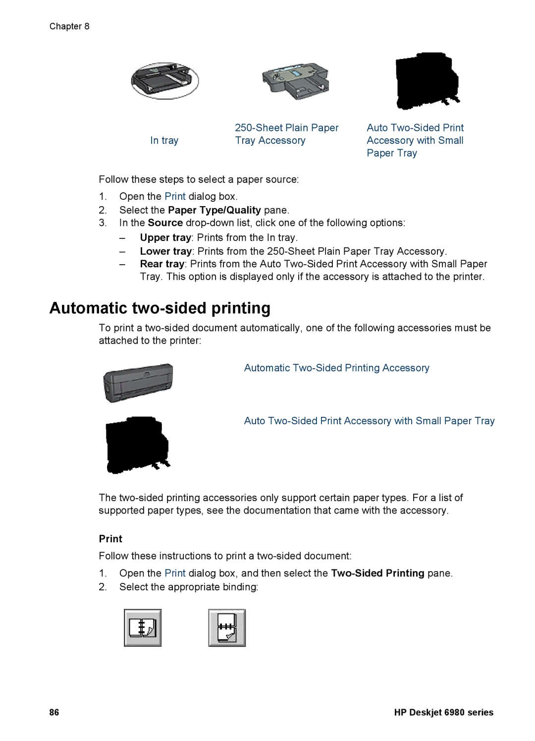 HP 6980 manual Automatic two-sided printing, Print 