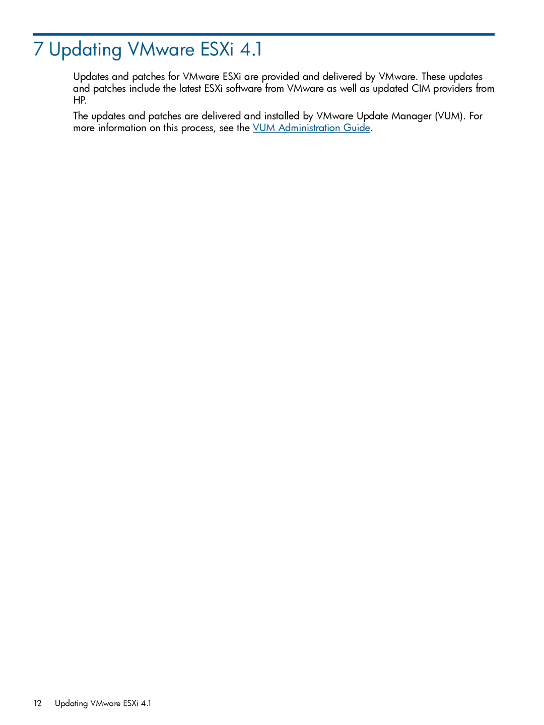 HP 699728-001 manual Updating VMware ESXi 