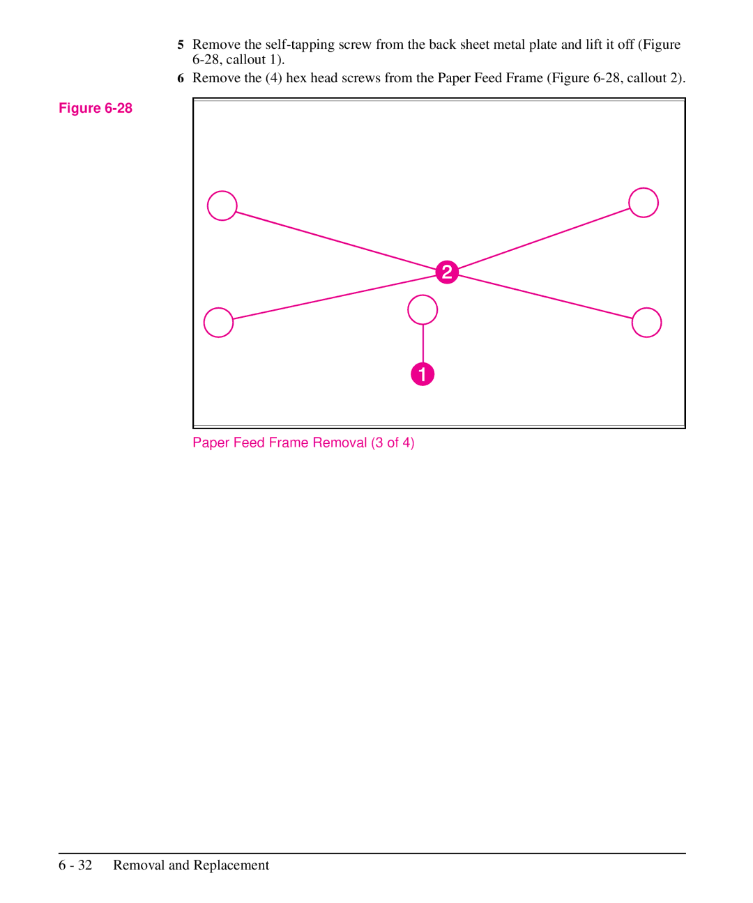 HP 5L, 6L manual Paper Feed Frame Removal 3 