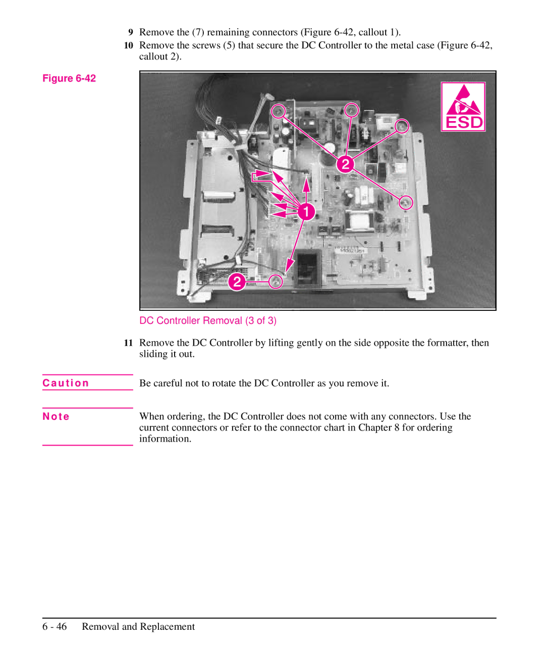 HP 5L, 6L manual DC Controller Removal 3 