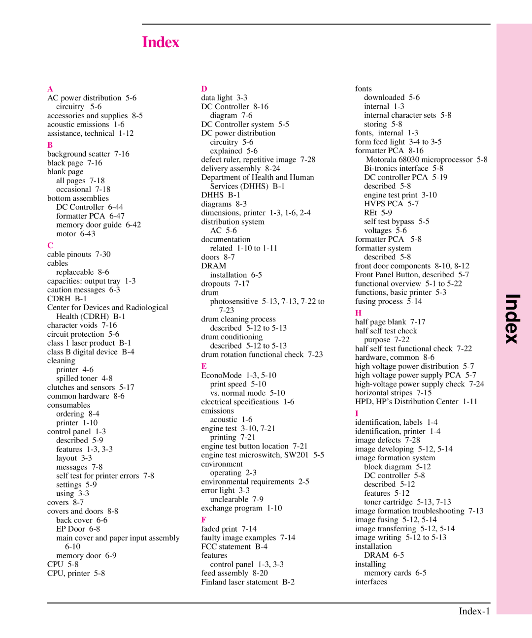 HP 6L, 5L manual Index-1 