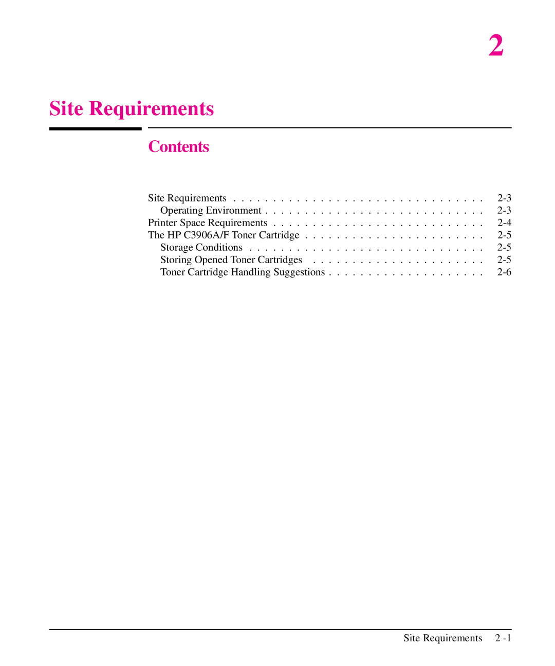 HP 6L, 5L manual Site Requirements 