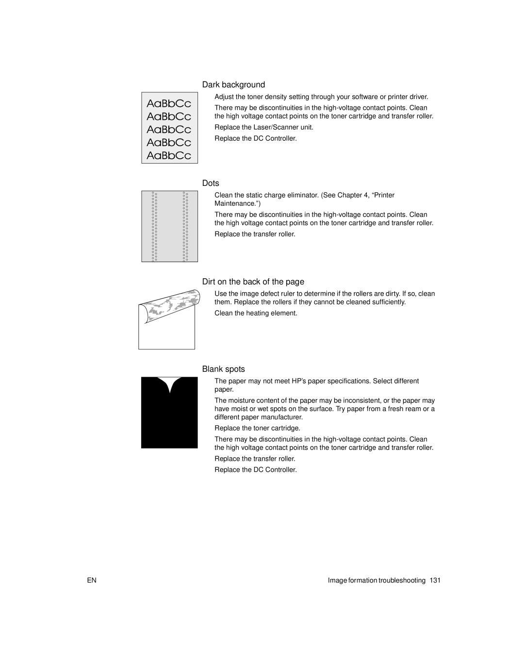 HP 6L Gold, 6L pro manual Dark background, Dots, Dirt on the back, Blank spots 