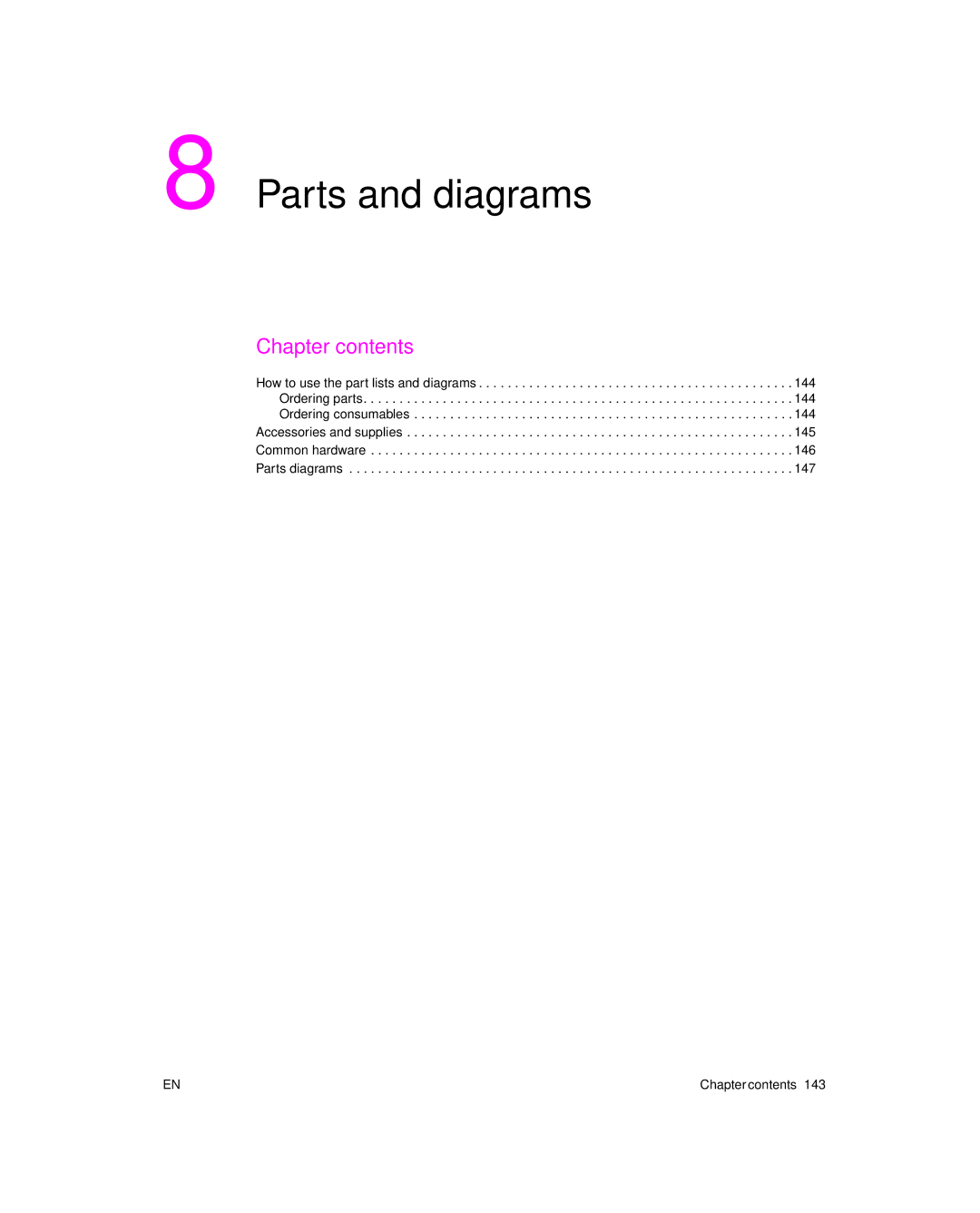 HP 6L Gold, 6L pro manual Parts and diagrams, Chapter contents 