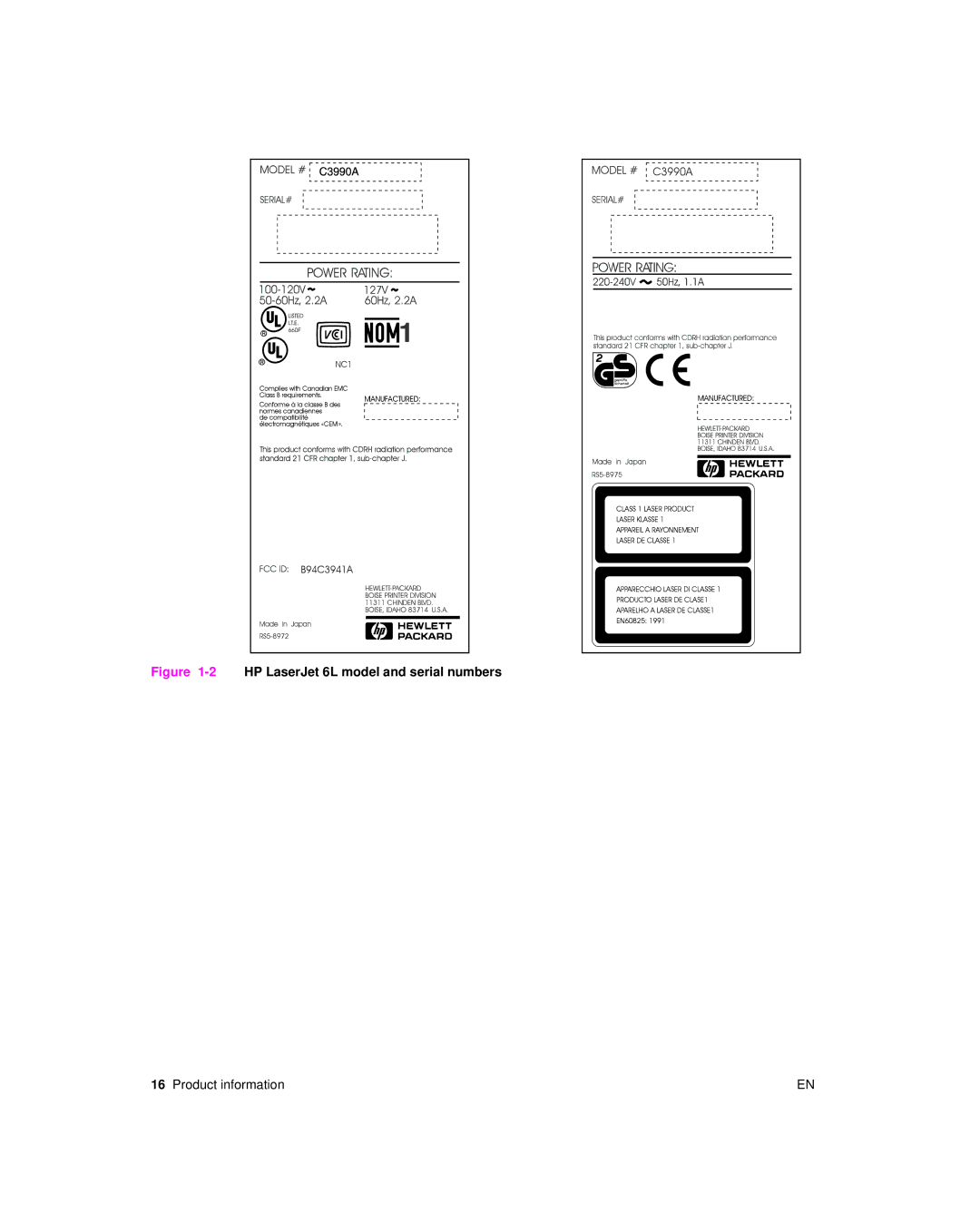 HP 6L pro, 6L Gold manual 2HP LaserJet 6L model and serial numbers 