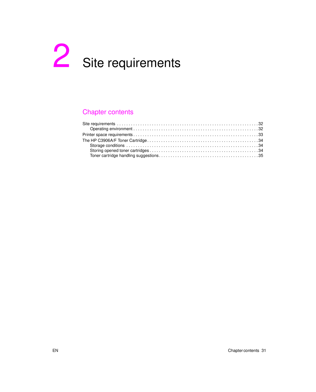 HP 6L Gold, 6L pro manual Site requirements, Chapter contents 