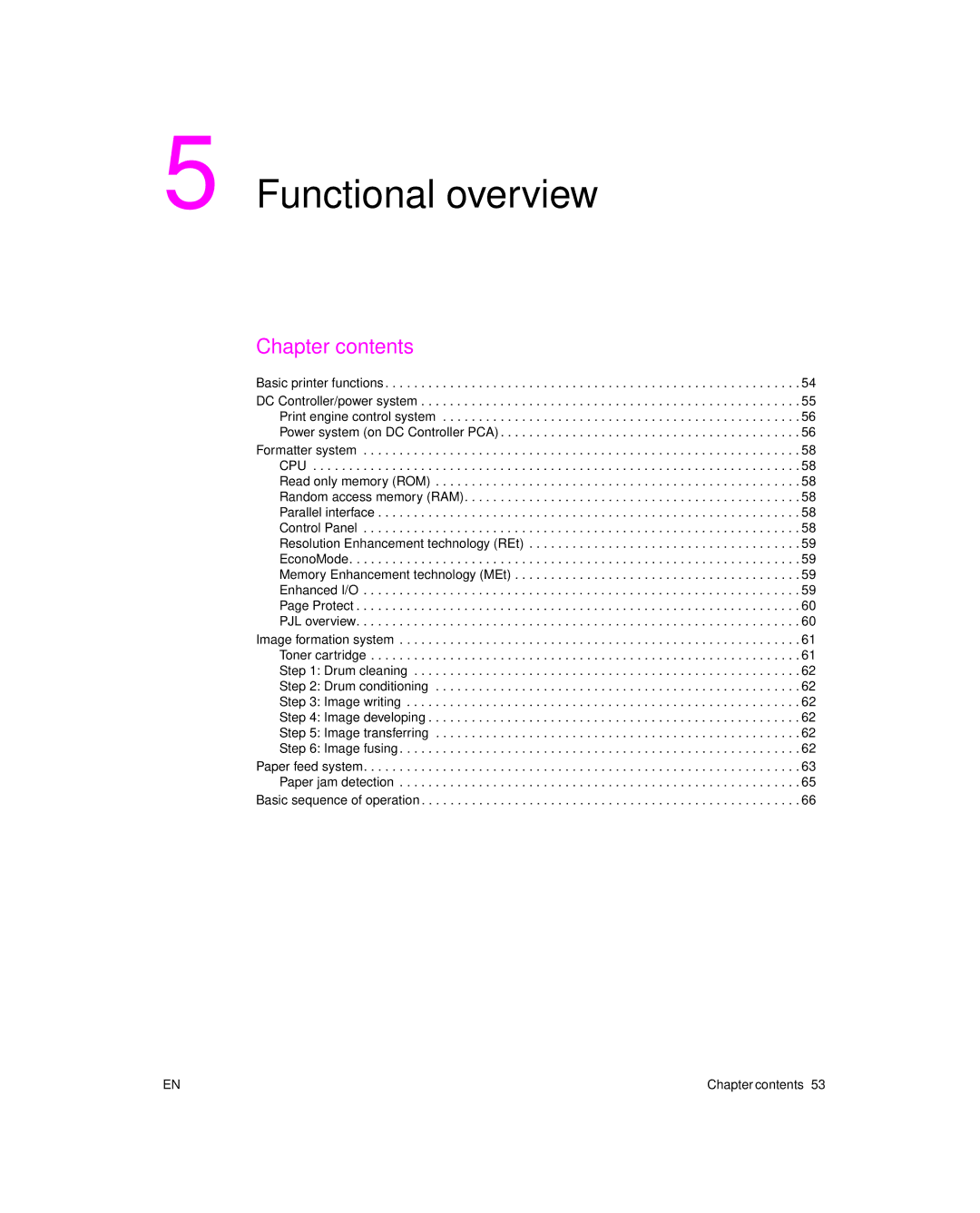 HP 6L Gold, 6L pro manual Functional overview, Chapter contents 