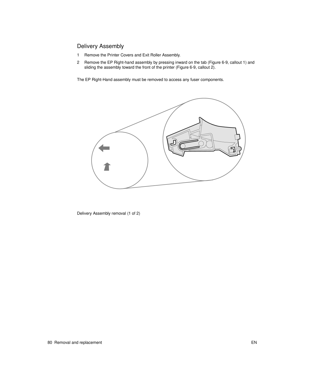 HP 6L pro, 6L Gold manual 9Delivery Assembly removal 1 