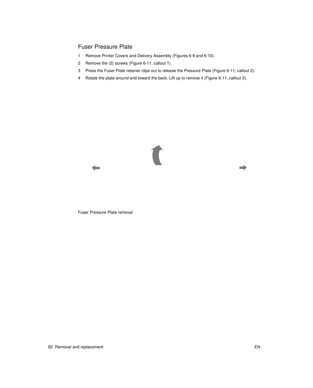 HP 6L pro, 6L Gold manual 11Fuser Pressure Plate removal 