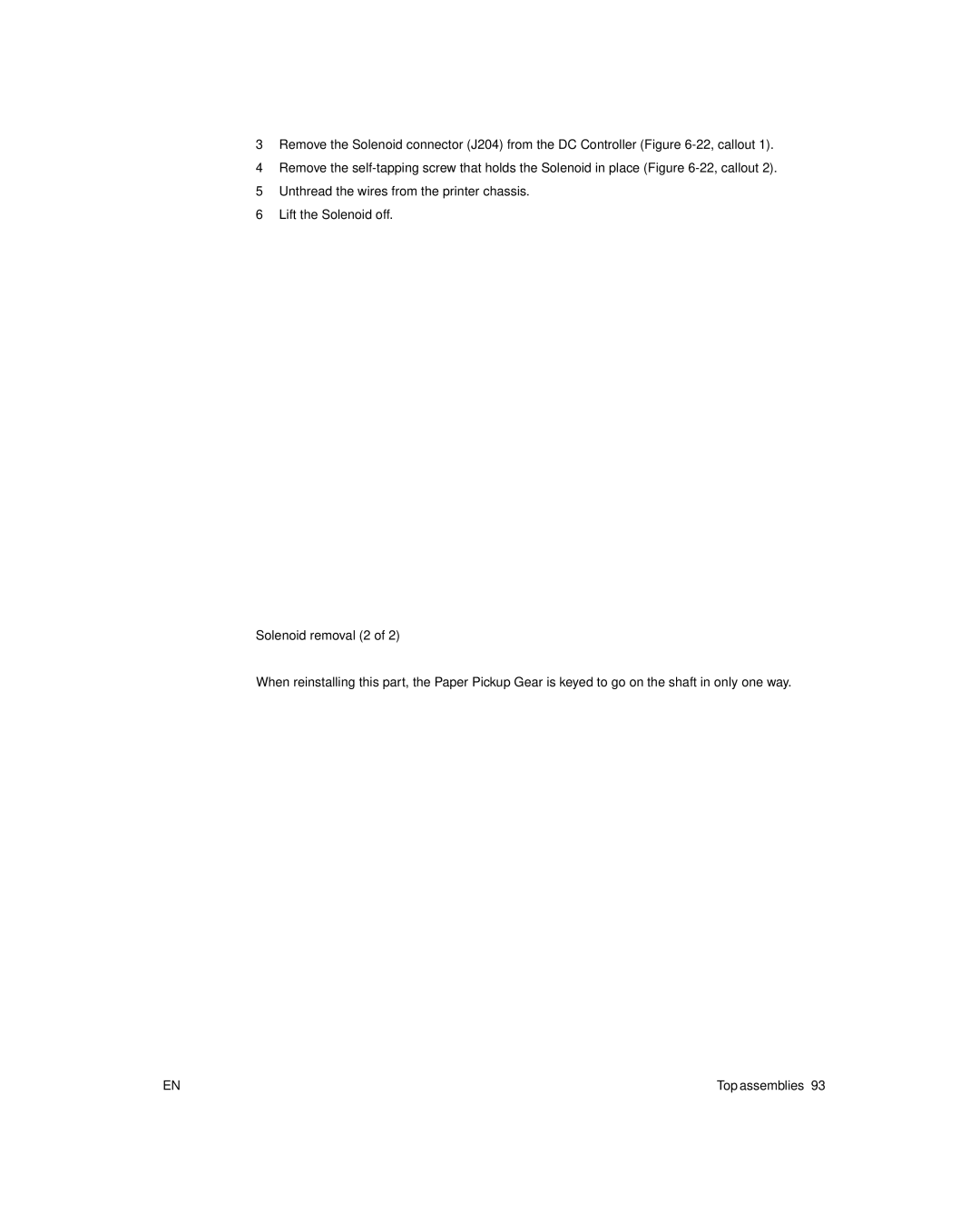 HP 6L Gold, 6L pro manual 22Solenoid removal 2 