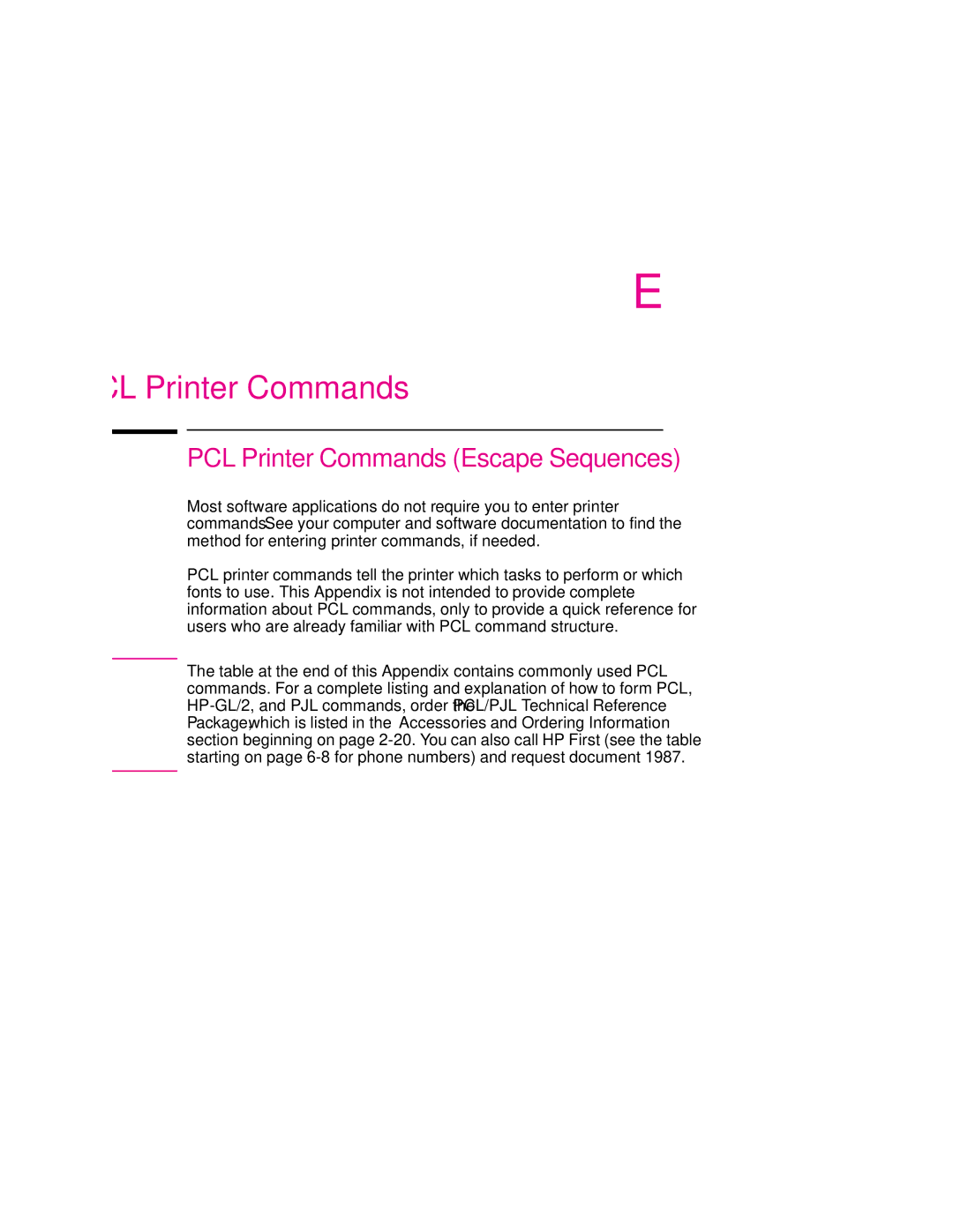 HP 6MP, 6p manual PCL Printer Commands Escape Sequences 