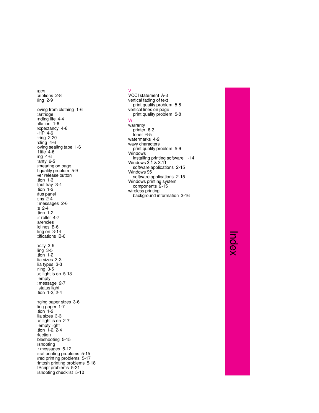 HP 6MP, 6p manual Index-5 