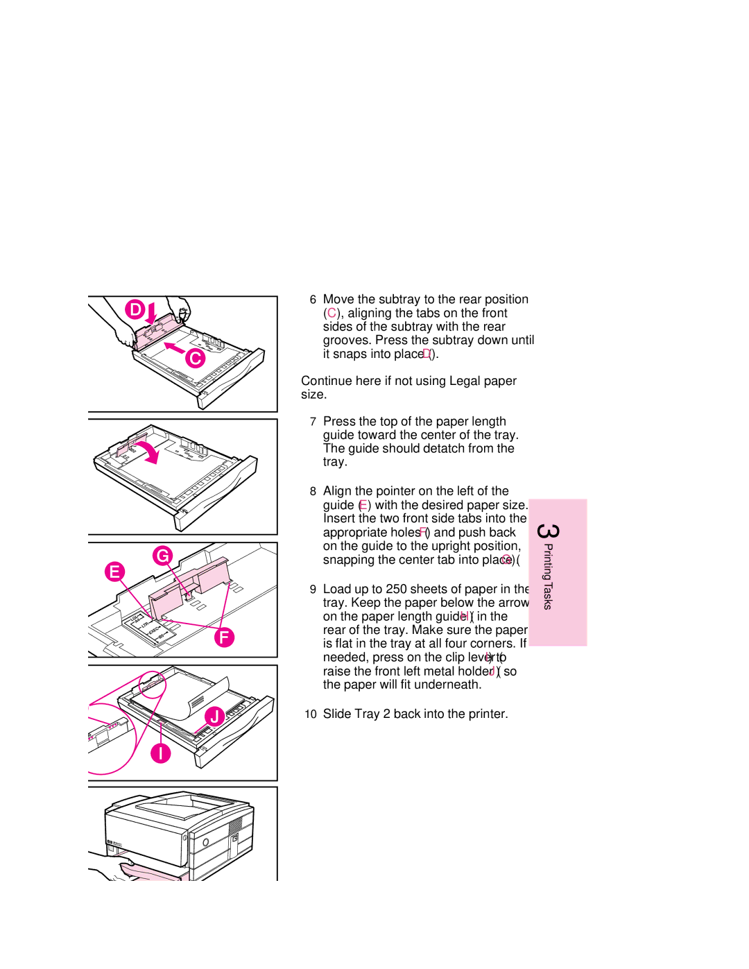 HP 6MP, 6p manual Continue here if not using Legal paper size 