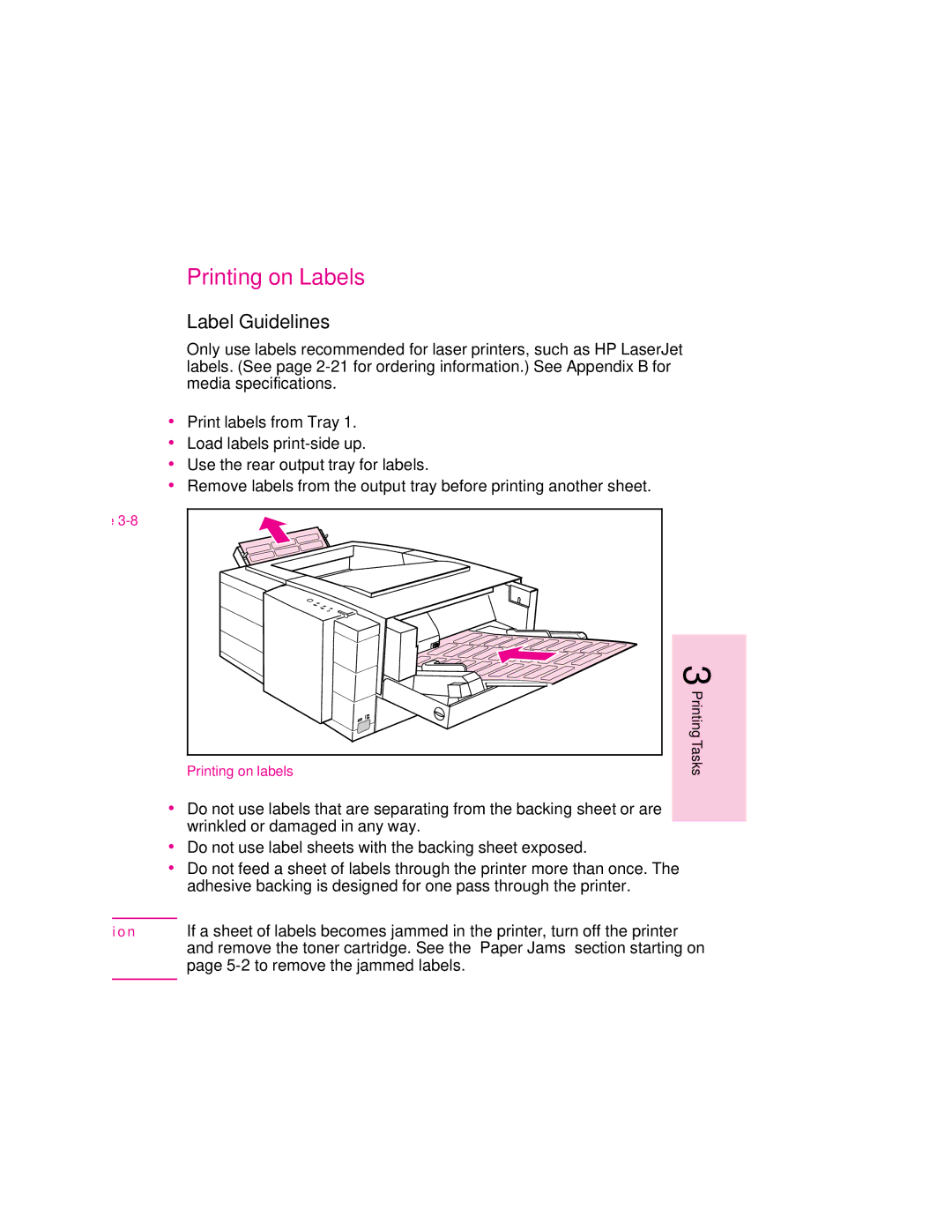 HP 6MP, 6p manual Printing on Labels, Label Guidelines 