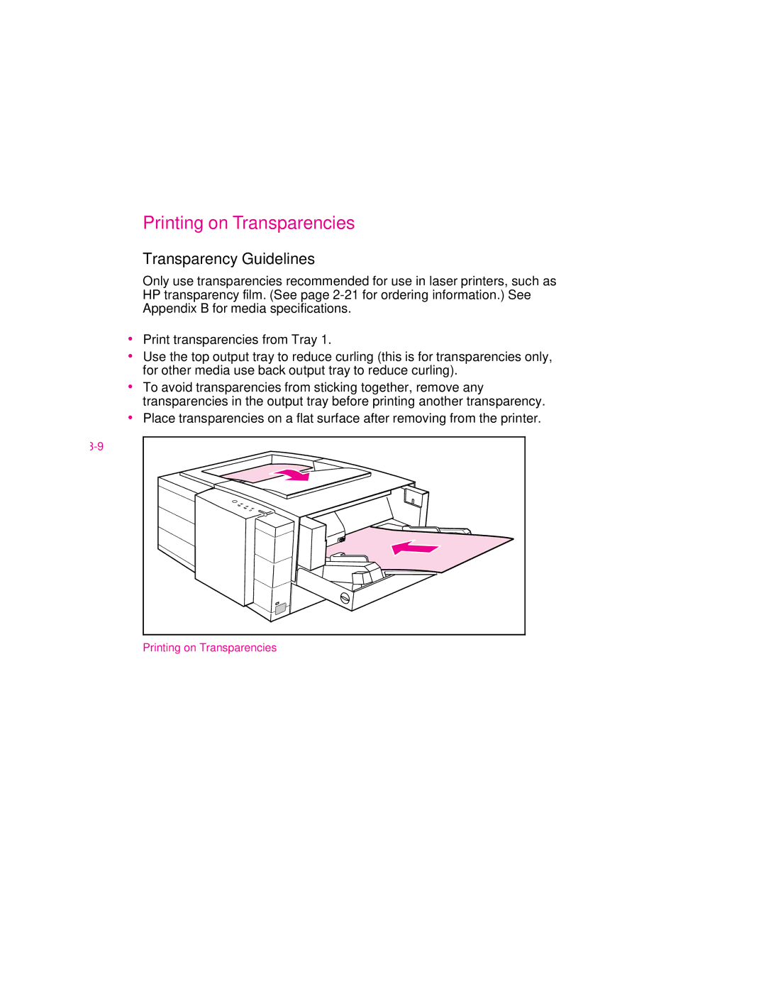 HP 6p, 6MP manual Printing on Transparencies, Transparency Guidelines 