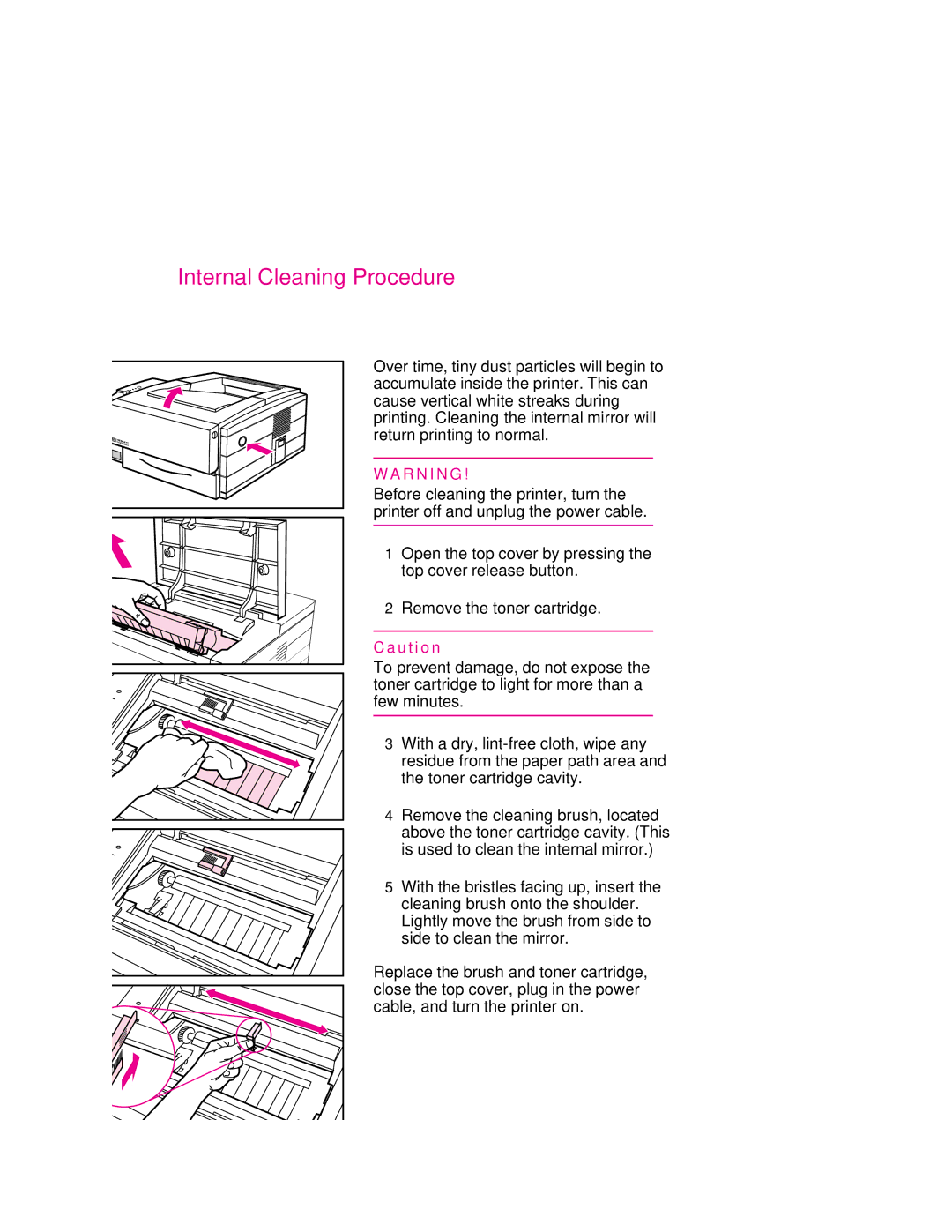 HP 6p, 6MP manual Internal Cleaning Procedure 