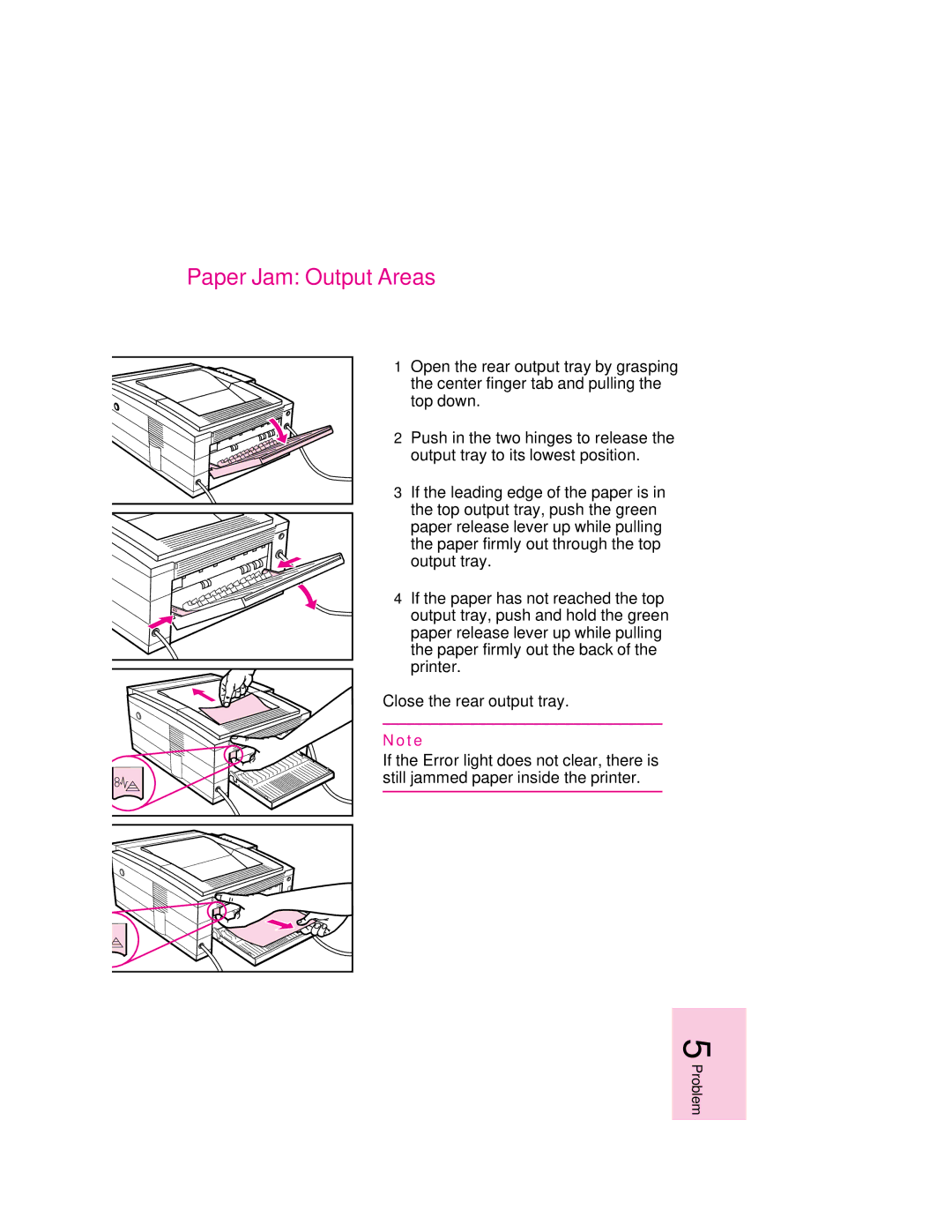 HP 6MP, 6p manual Paper Jam Output Areas 