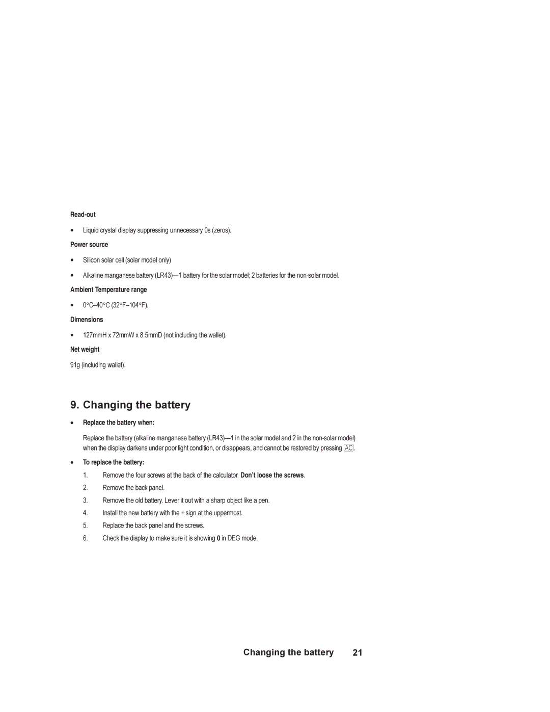 HP 6S manual Changing the battery 