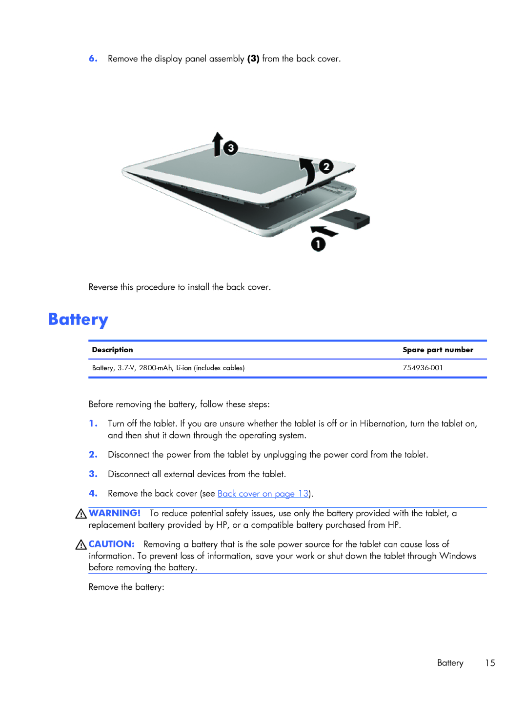 HP 7+ 1300, 7 1200 manual Battery 