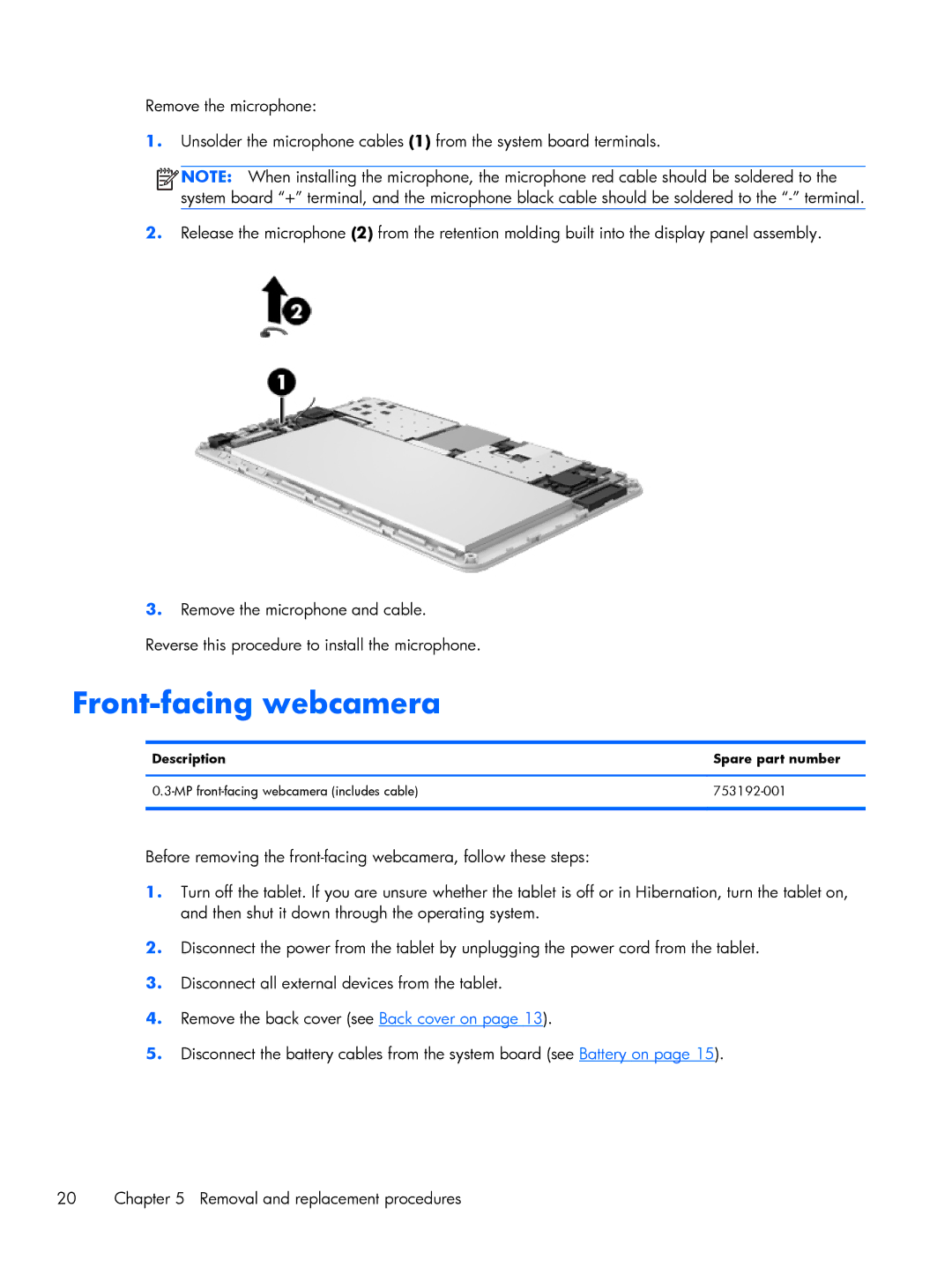 HP 7 1200, 7+ 1300 manual Front-facing webcamera 