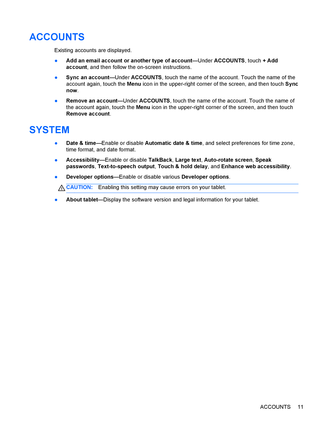 HP 7 1800 manual Accounts 