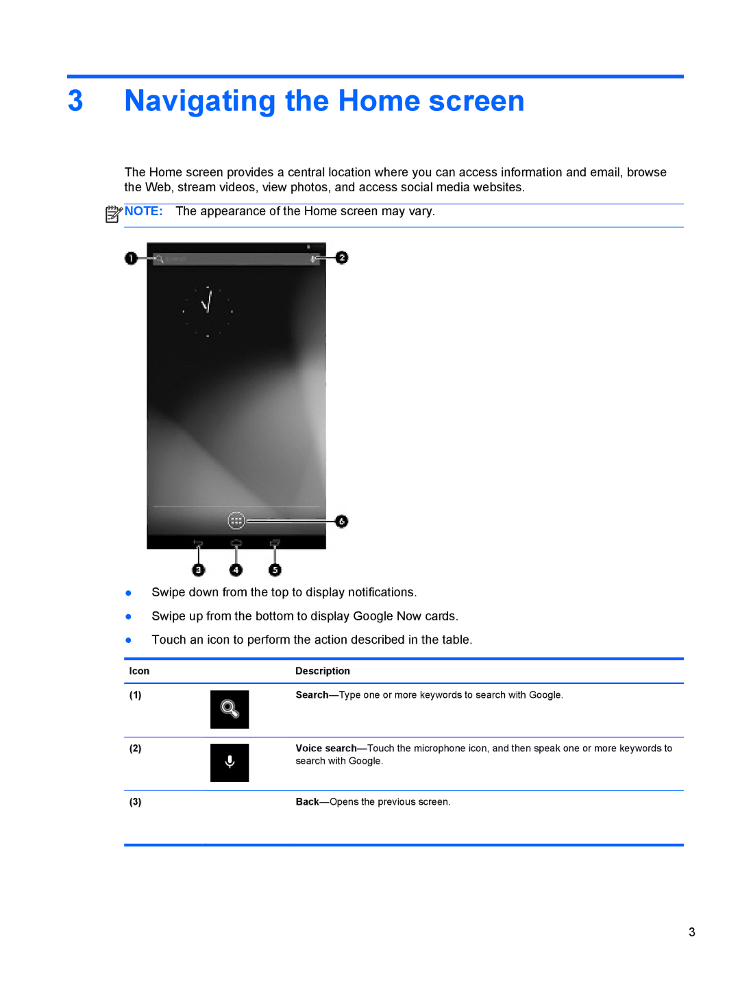 HP 7 E4W57AT#ABA, 7 E4W58AT#ABA, 7 E0P95AAABA, 7 E0P94AA#ABA, 7-4600 E4W58ATABA manual Navigating the Home screen 