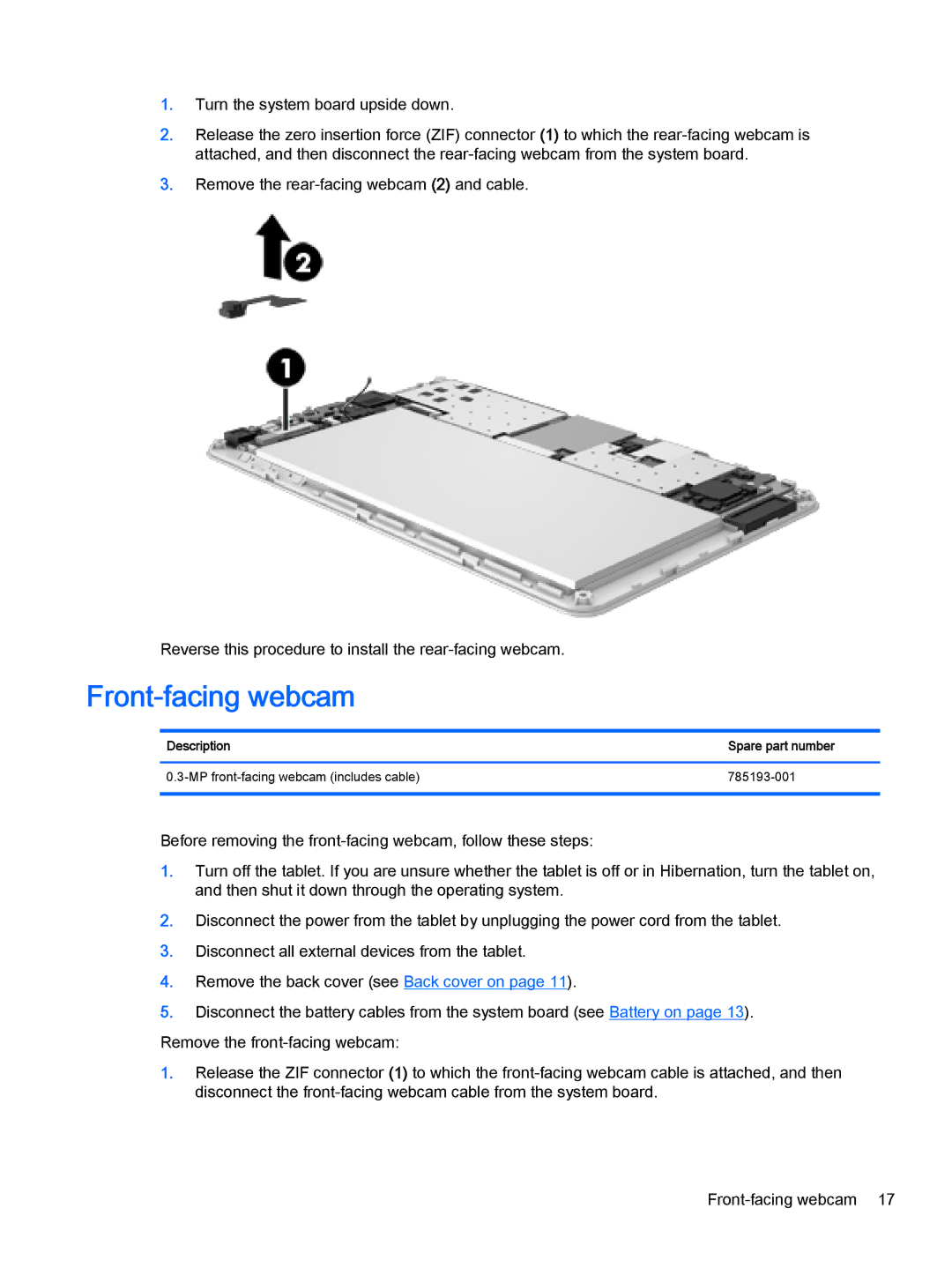 HP 7 G2 - 1315, 7 G2 - 1311 manual Front-facing webcam 