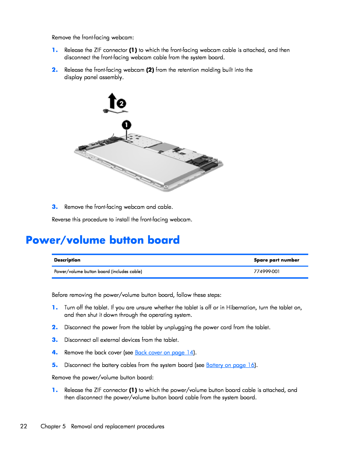 HP 7 Plus 1302us, 7 Plus 1301 manual Power/volume button board 