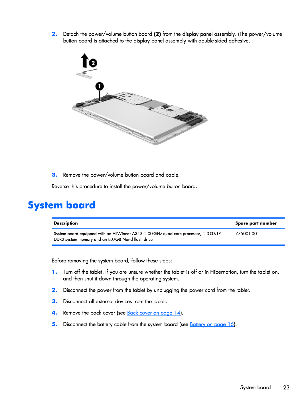 HP 7 Plus 1301, 7 Plus 1302us manual System board 