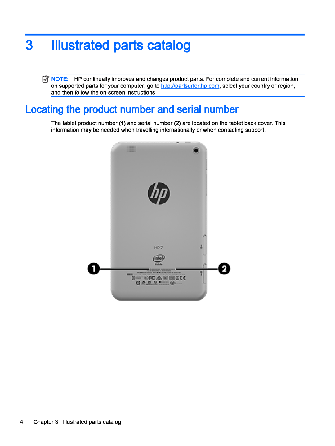 HP 7 Plus G2 - 1331 manual Illustrated parts catalog, Locating the product number and serial number 