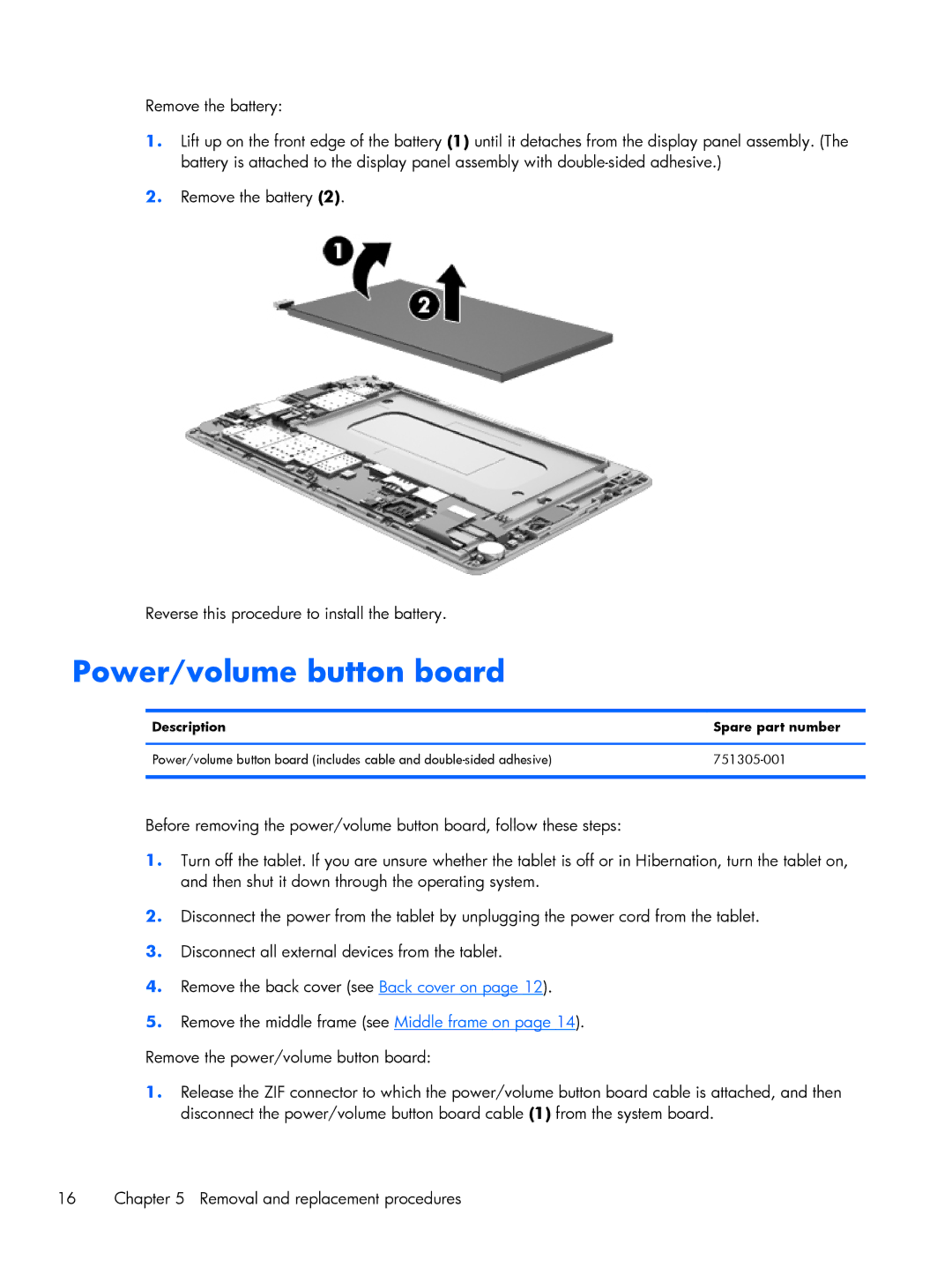 HP 7 VoiceTab, 7 3G manual Power/volume button board 