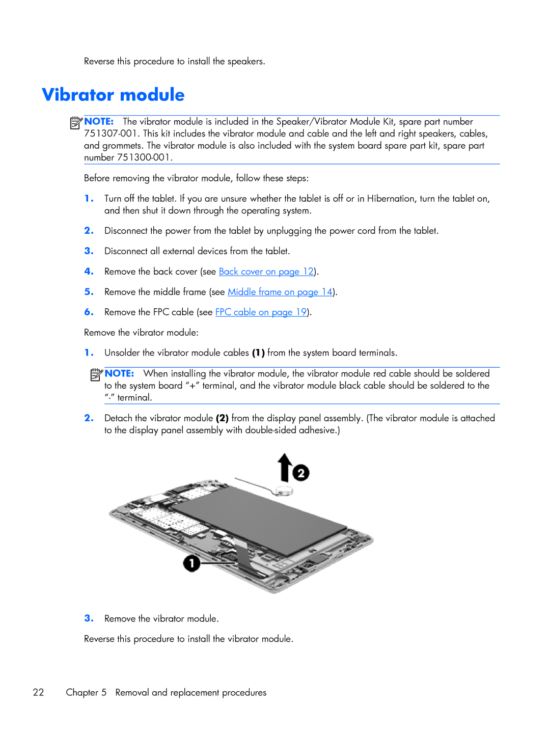 HP 7 VoiceTab, 7 3G manual Vibrator module 