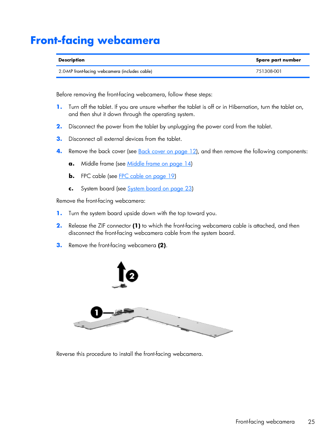 HP 7 3G, 7 VoiceTab manual Front-facing webcamera 