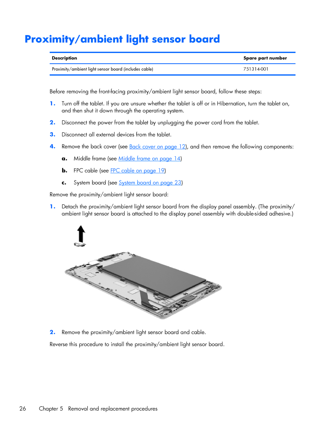 HP 7 VoiceTab, 7 3G manual Proximity/ambient light sensor board 