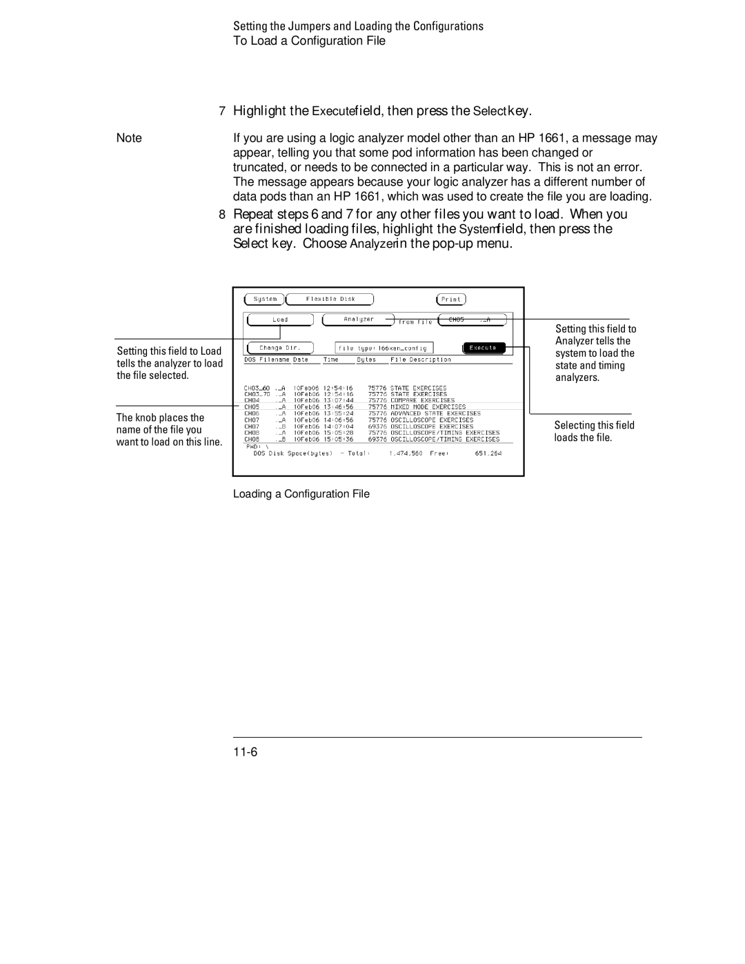 HP 70, 1660 manual Highlight the Execute field, then press the Select key, Select key. Choose Analyzer in the pop-up menu 