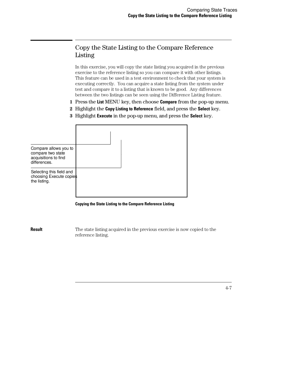 HP 1660, 70 manual Copy the State Listing to the Compare Reference, Reference listing 