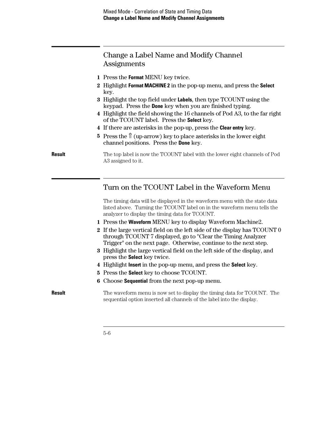 HP 70 Change a Label Name and Modify Channel Assignments, Turn on the Tcount Label in the Waveform Menu, A3 assigned to it 