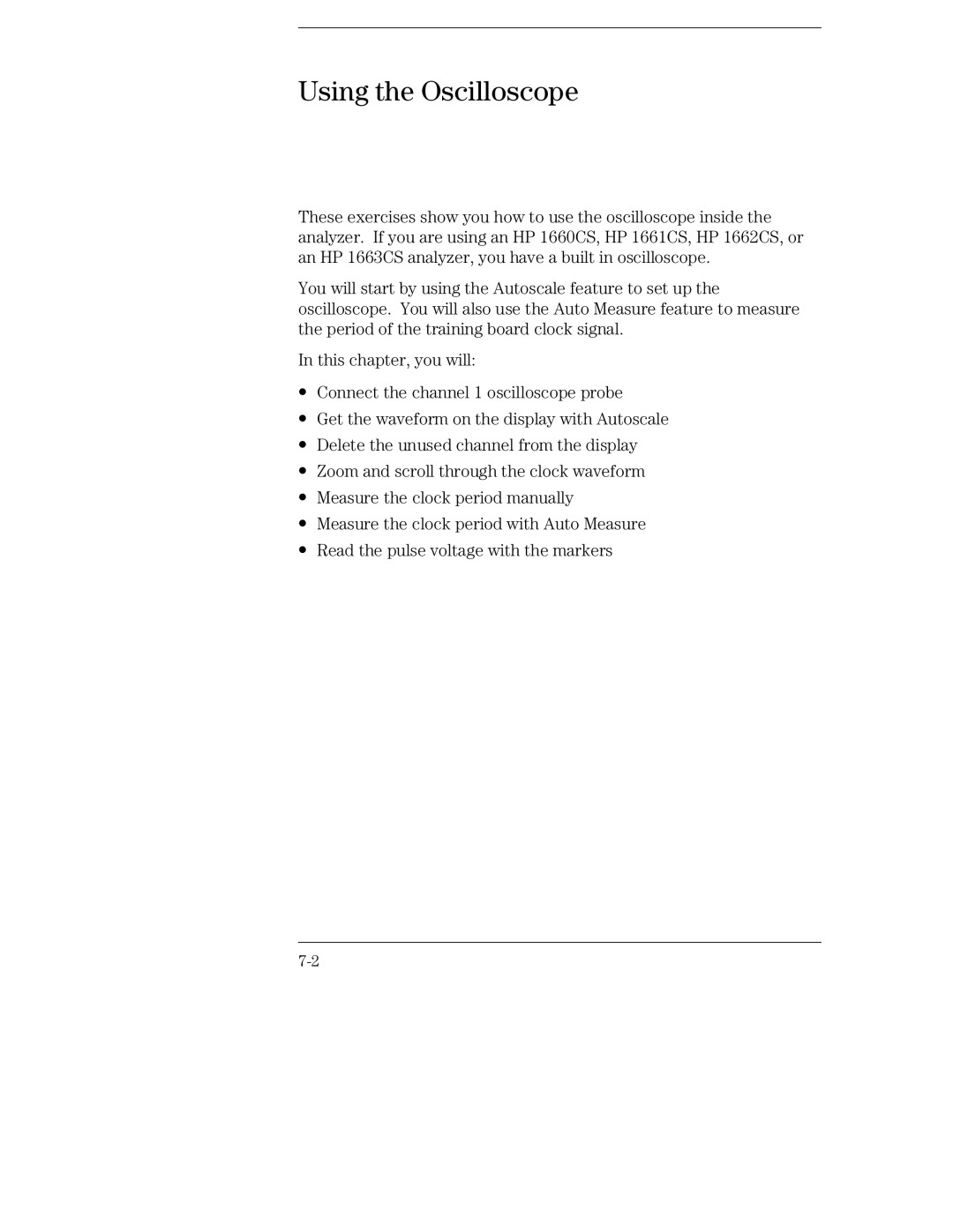 HP 70, 1660 manual Using the Oscilloscope 