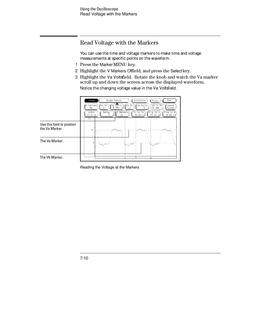 HP 70, 1660 manual Read Voltage with the Markers 