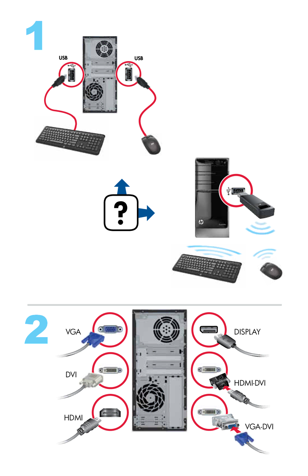 HP 700-047c, 700-000z, 700-000t, 700-030, 700-019, 700-010xt, 800-030qe, h8-1569 manual DVI HDMI-DVI Hdmi VGA-DVI, Display 