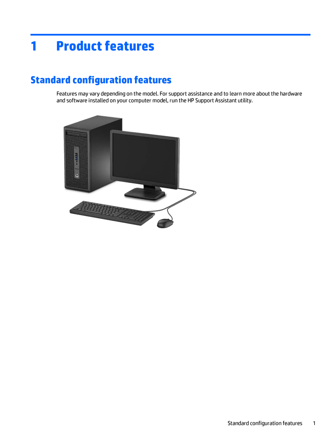 HP 700 G1 manual Product features, Standard configuration features 