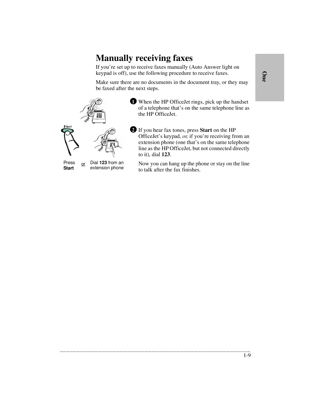 HP 700 manual Manually receiving faxes 