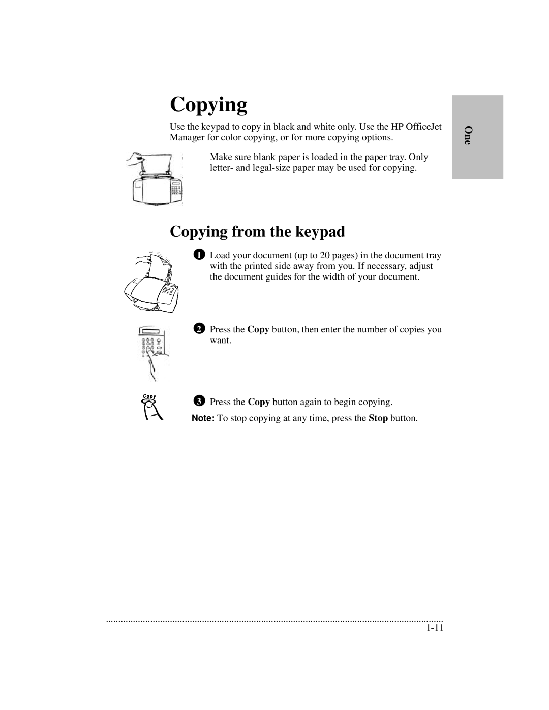 HP 700 manual Copying from the keypad 