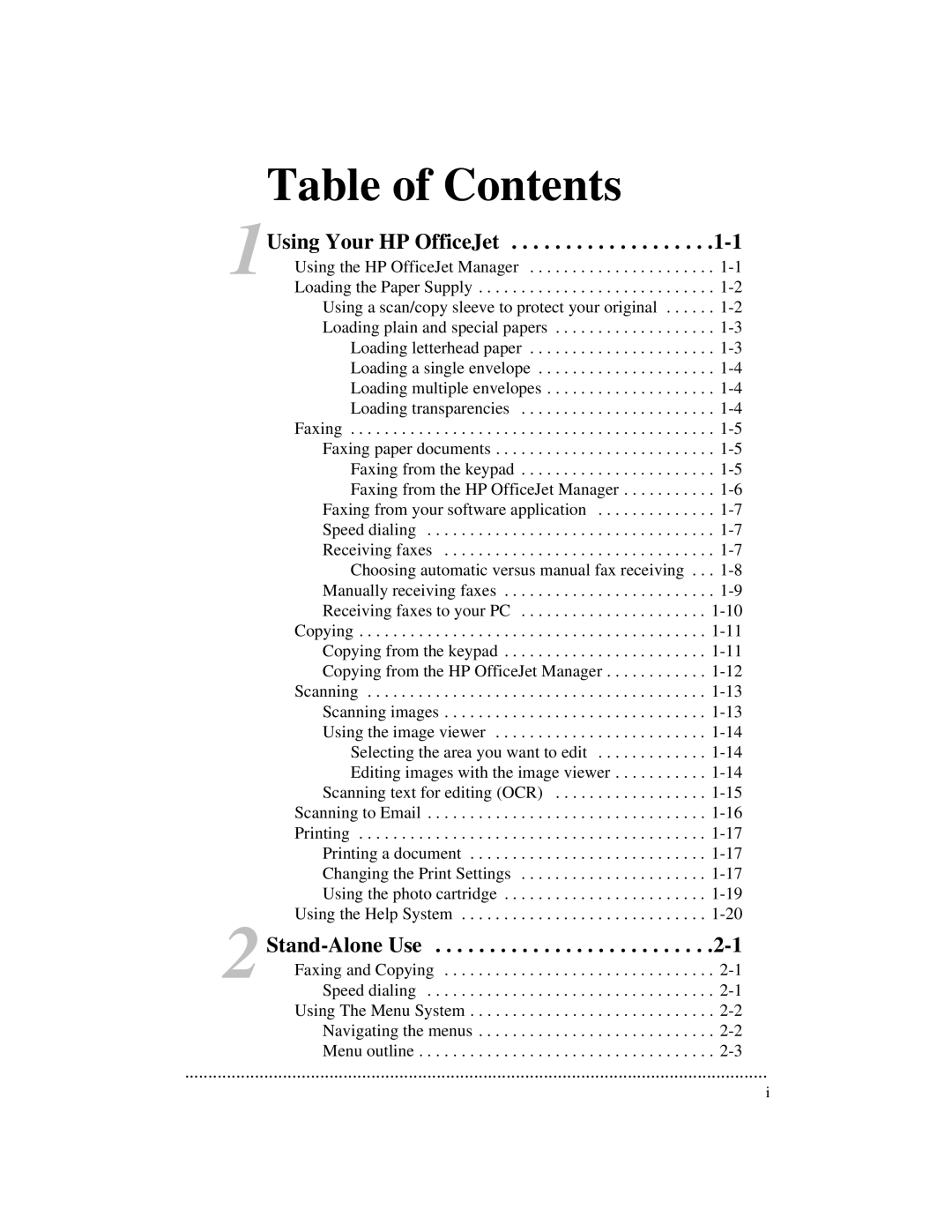 HP 700 manual Table of Contents 